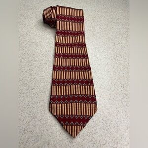 Bill Blass Black Label Silk Gold Burgundy 58” Long 4” Wide